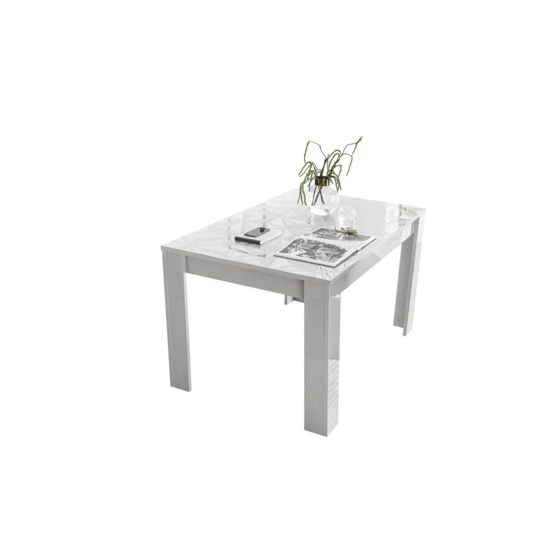 Table extensible 137x90cm PRISMA laqué blanc brillant