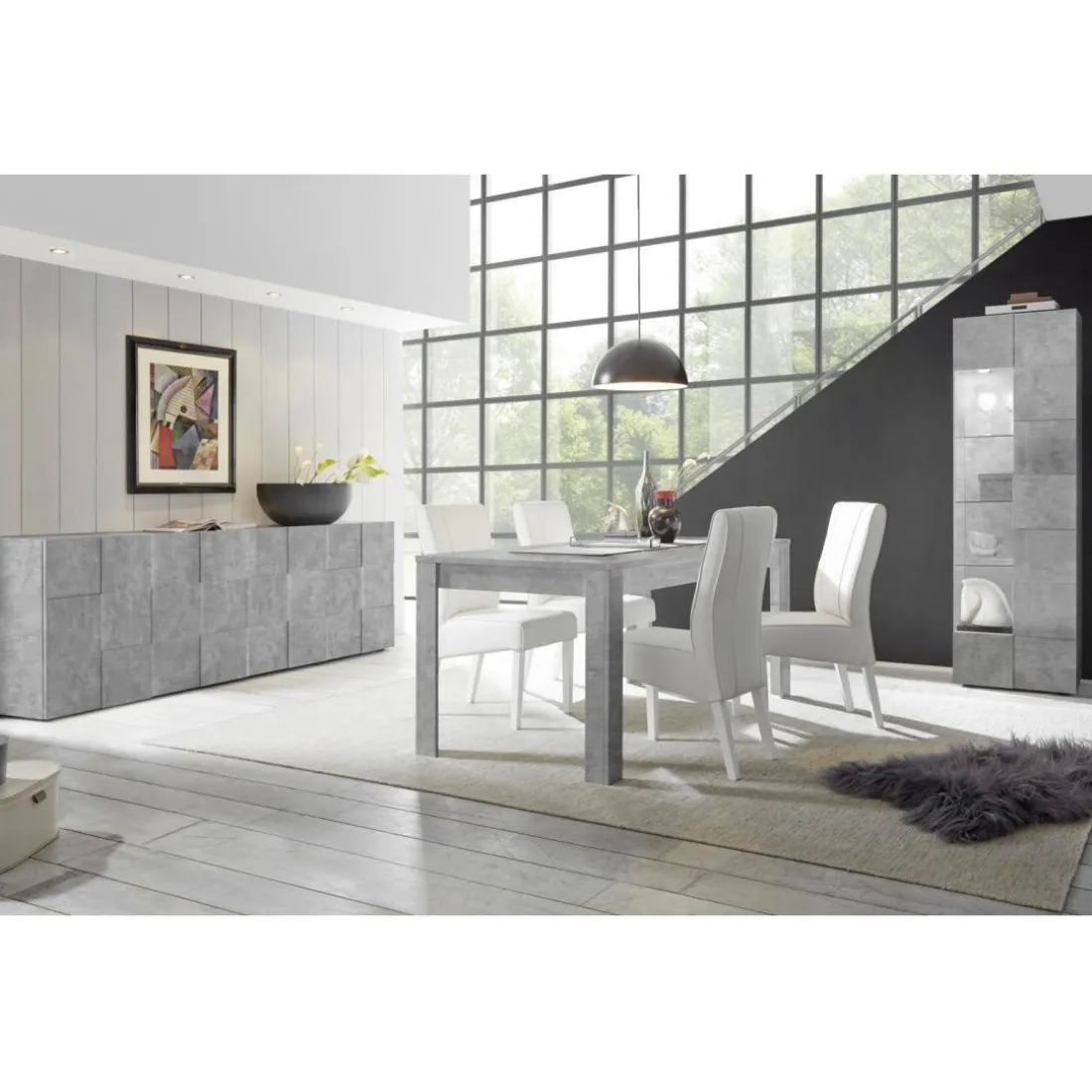 Table extensible 180x90cm URBINO gris ciment