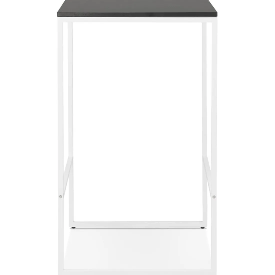 Table haute 'ORTOS' avec plateau noir et structure blanche idéale pour les professionnels
