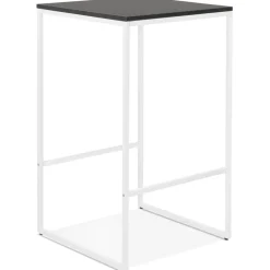 Table haute 'ORTOS' avec plateau noir et structure blanche idéale pour les professionnels