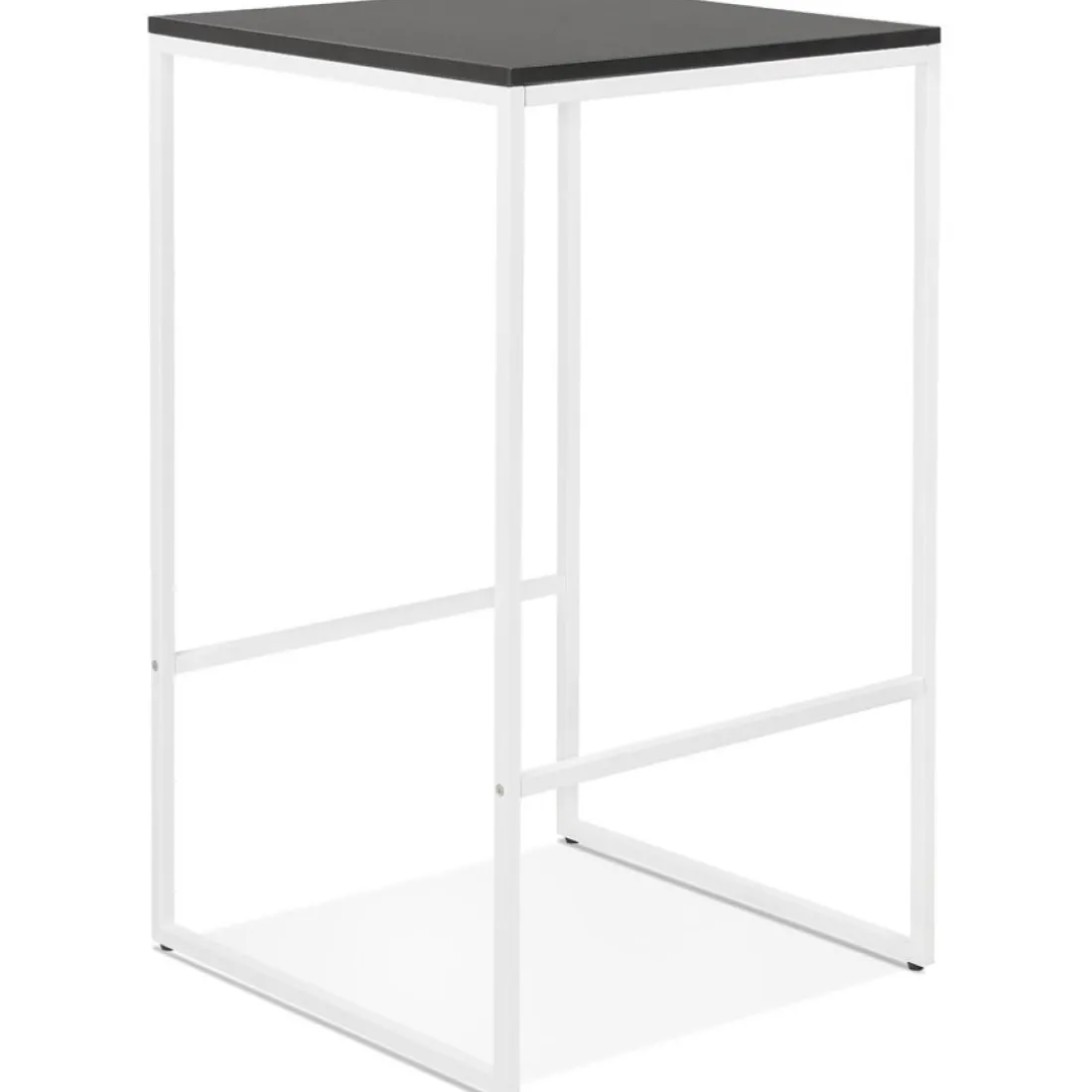Table haute 'ORTOS' avec plateau noir et structure blanche idéale pour les professionnels