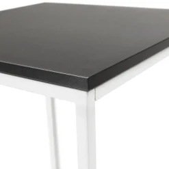 Table haute 'ORTOS' avec plateau noir et structure blanche idéale pour les professionnels