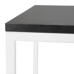 Table haute 'ORTOS' avec plateau noir et structure blanche idéale pour les professionnels