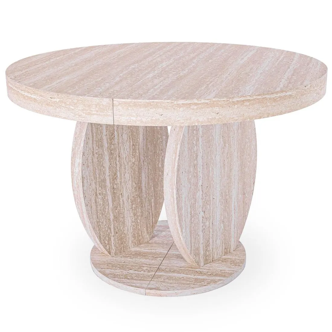 Table ovale extensible Icarios avec pieds design Effet travertin Beige