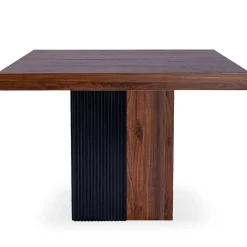Table rectangulaire extensible Virzon Bois noisette et rainurage Noir