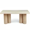 Table rectangulaire pieds colonnes design Historic Effet Travertin Beige