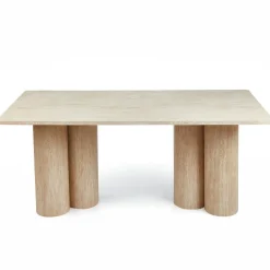 Table rectangulaire pieds colonnes design Historic Effet Travertin Beige