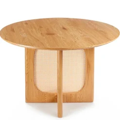 Table ronde avec cannage Bohemia Chêne clair et Rotin