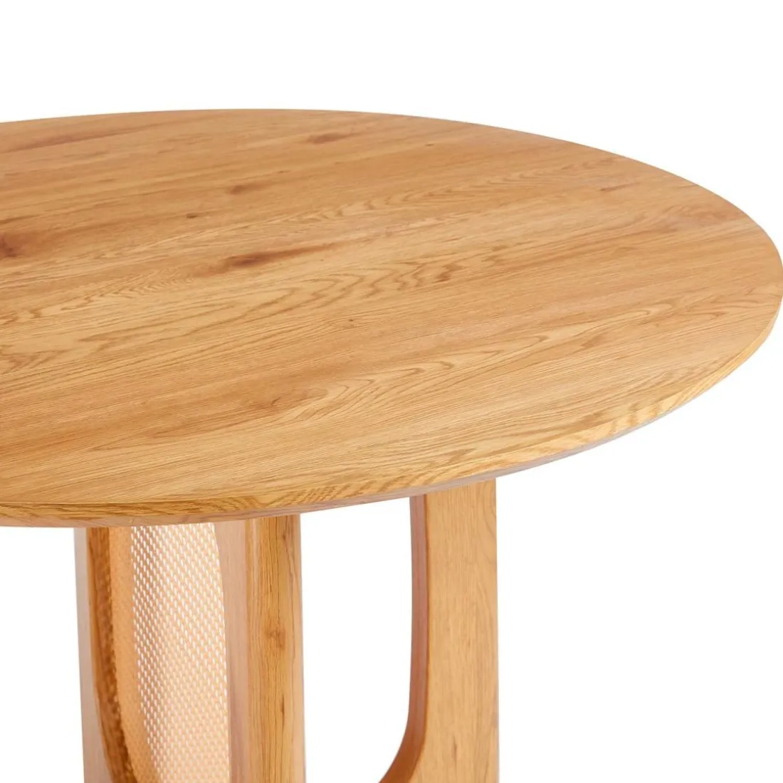 Table ronde avec cannage Bohemia Chêne clair et Rotin