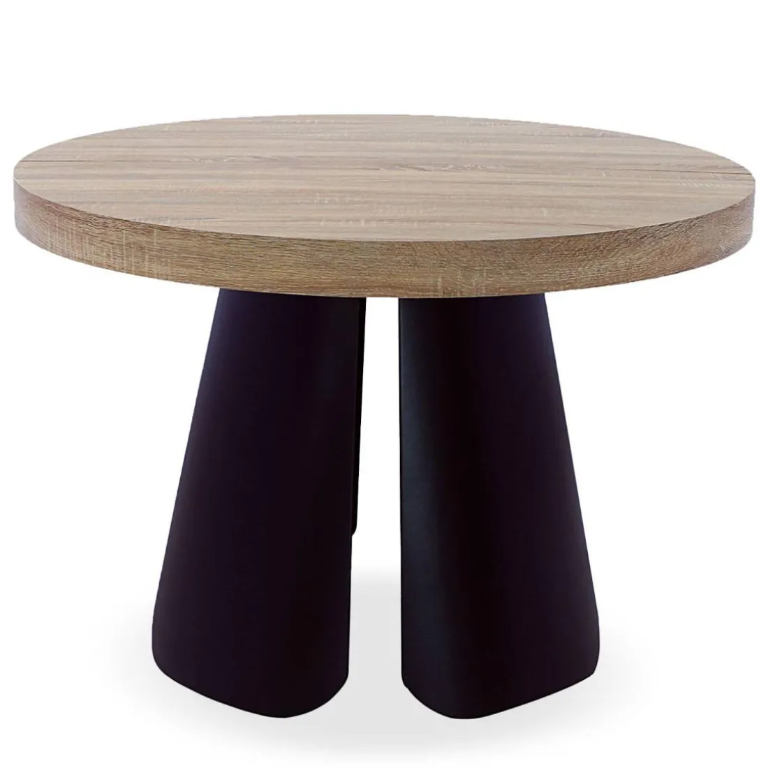Table ronde extensible Henriette Chêne Clair pieds Noir