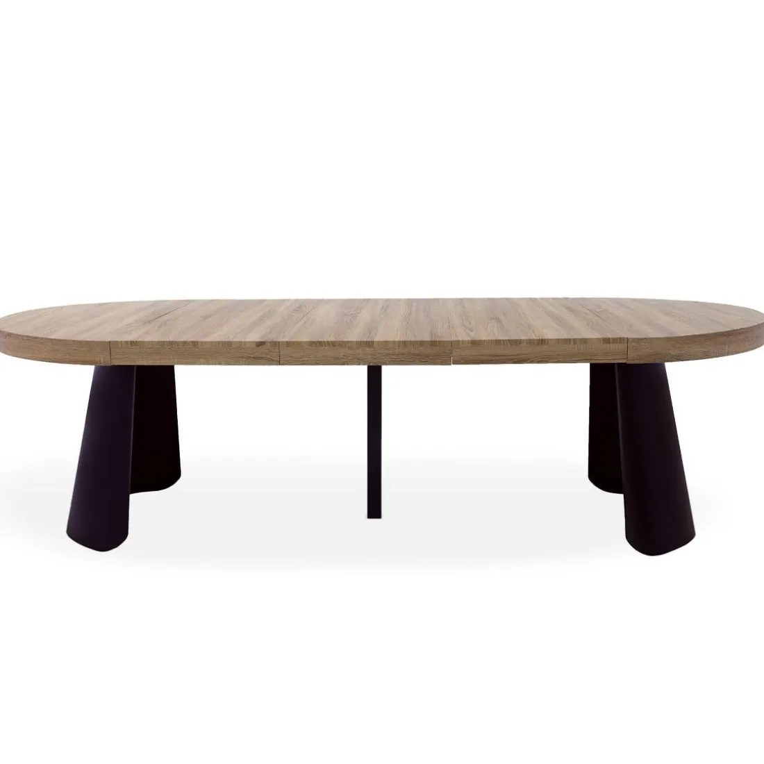 Table ronde extensible Henriette Chêne Clair pieds Noir