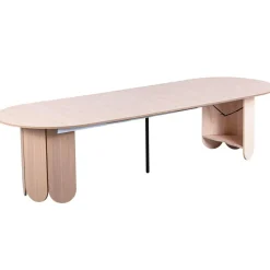 Table ronde style japandi Tulipa rallonges intégrées Bois clair
