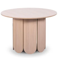 Table ronde style japandi Tulipa rallonges intégrées Bois clair