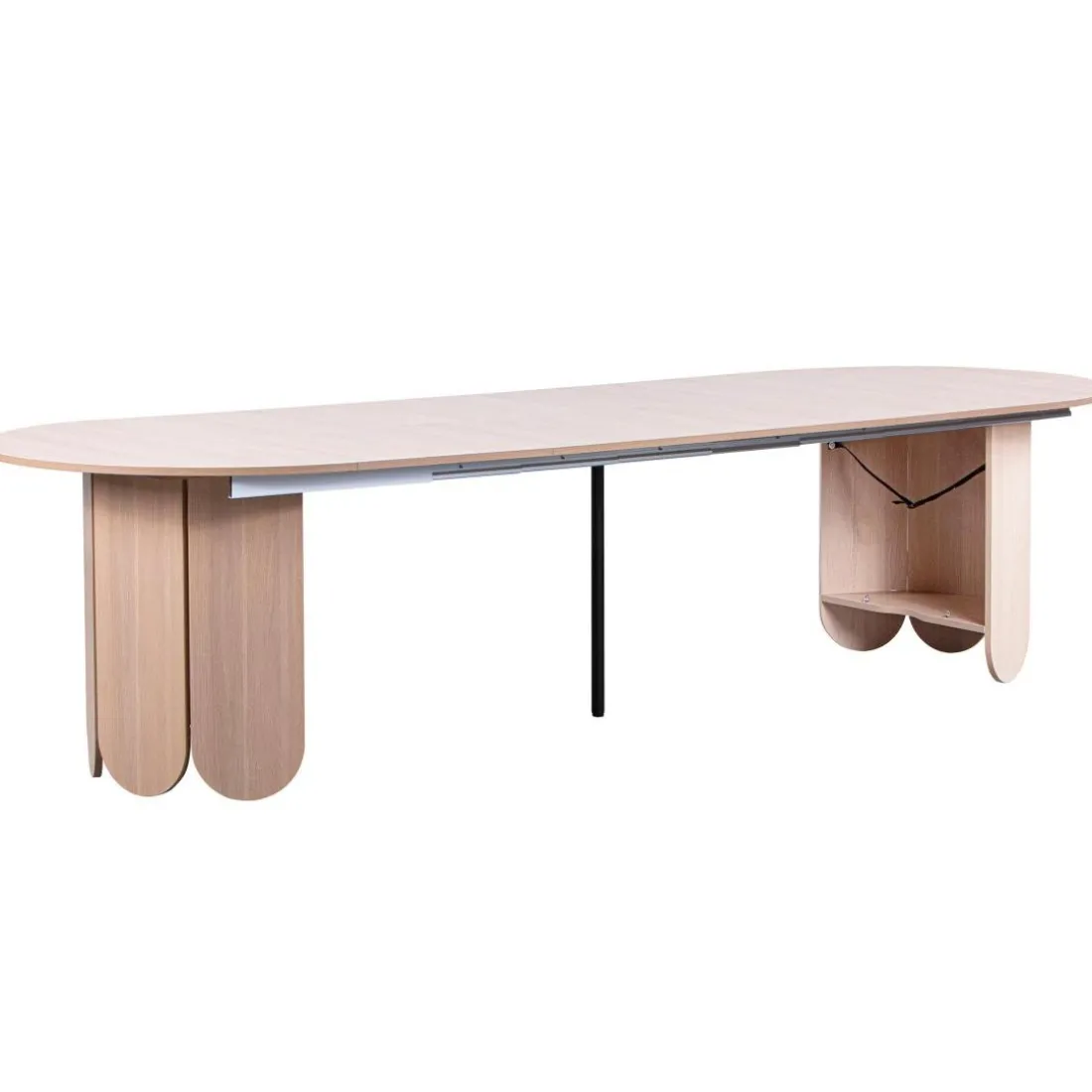 Table ronde style japandi Tulipa rallonges intégrées Bois clair