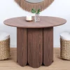 Table ronde style japandi extensible Tulipa rallonges intégrées Bois noisette