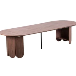 Table ronde style japandi extensible Tulipa rallonges intégrées Bois noisette