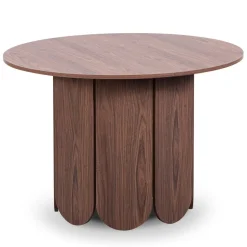 Table ronde style japandi extensible Tulipa rallonges intégrées Bois noisette