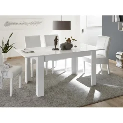 Table salle à manger extensible MIRO laqué blanc brillant 137x90