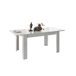 Table salle à manger extensible AMALFI laqué blanc brillant