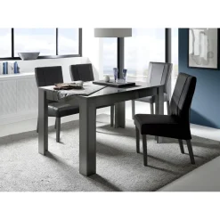 Table salle à manger L180 cm DANA laqué anthracite brillant
