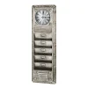 Tableau pense-bête avec horloge intégré et 5 compartiments en métal Gris anthracite