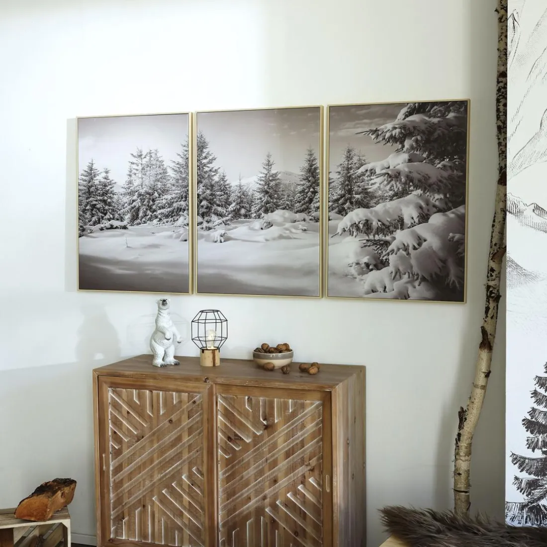 Tableau Tryptique Paysage Neige CHARTREUSE