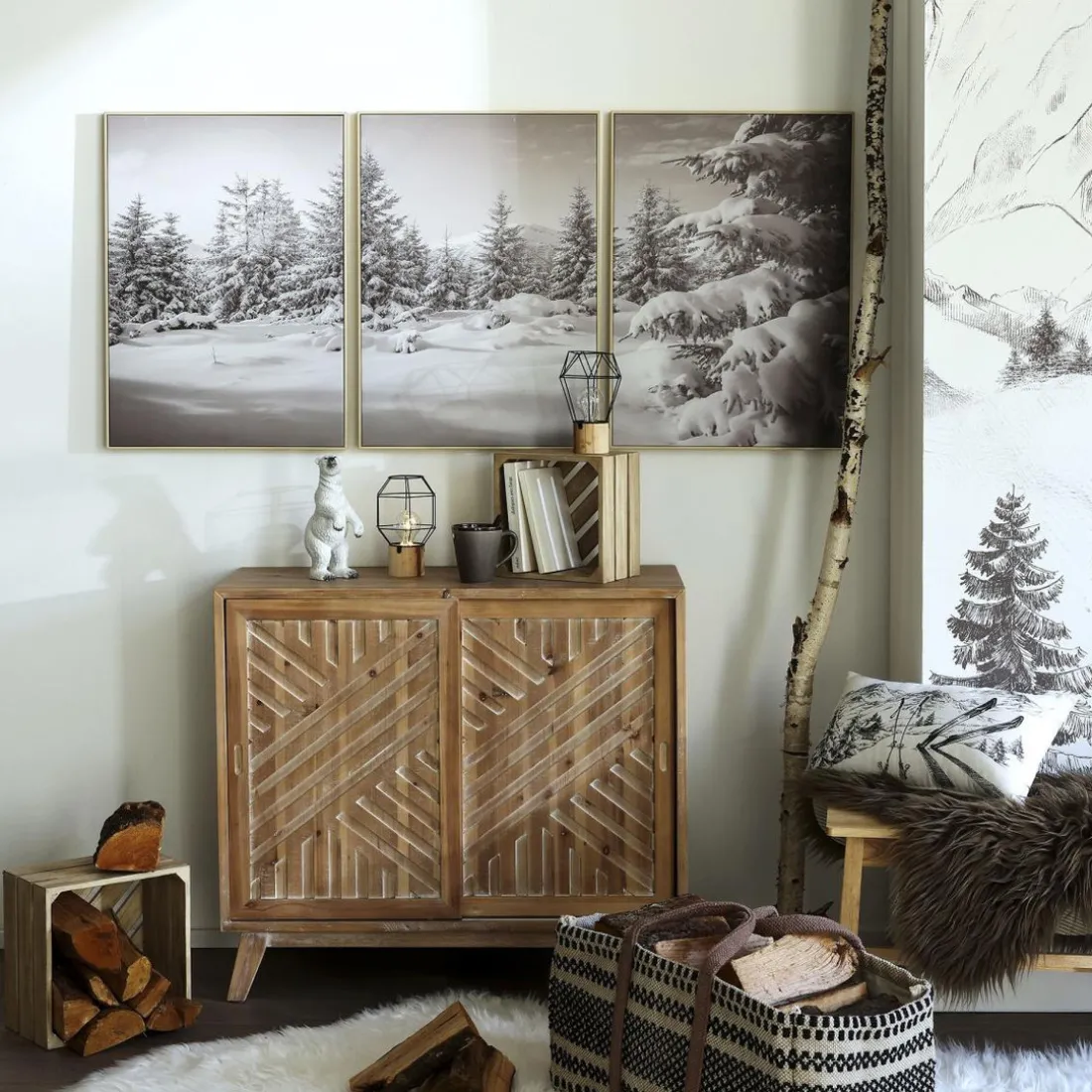 Tableau Tryptique Paysage Neige CHARTREUSE