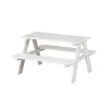 Table-banc enfant HENNING pin massif vernis blanc
