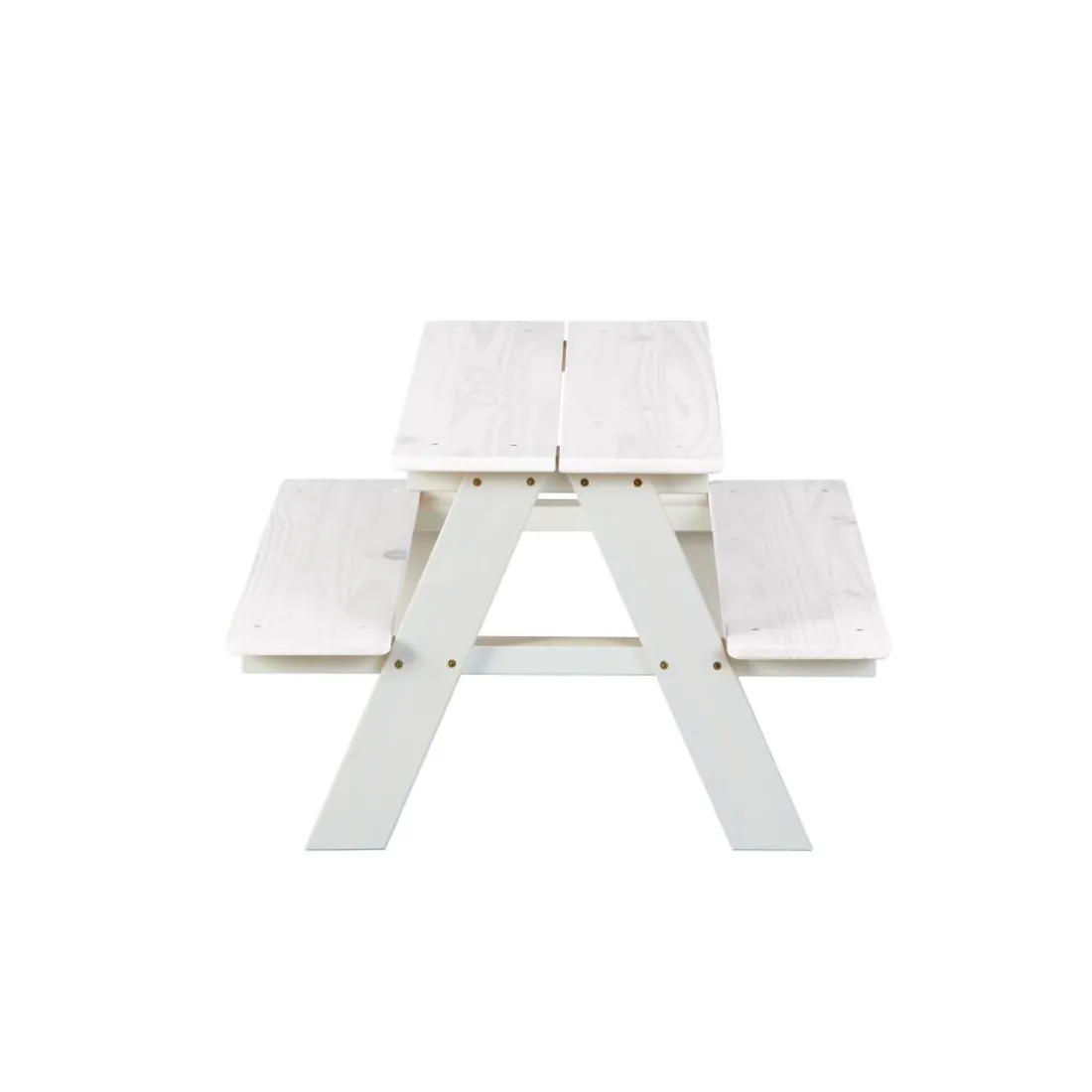 Table-banc enfant HENNING pin massif vernis blanc