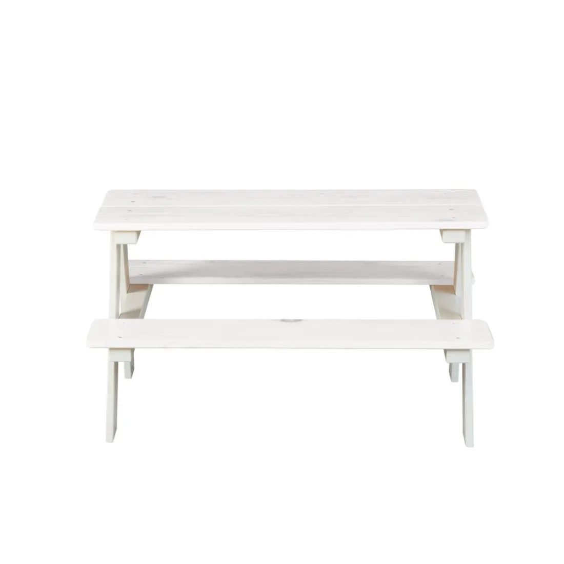 Table-banc enfant HENNING pin massif vernis blanc