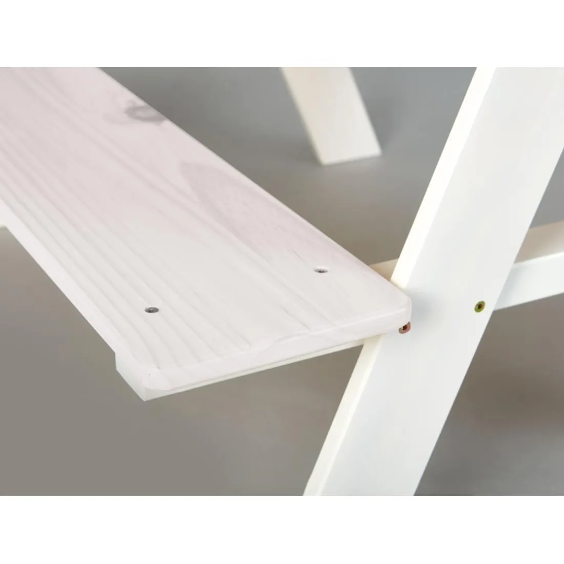 Table-banc enfant HENNING pin massif vernis blanc
