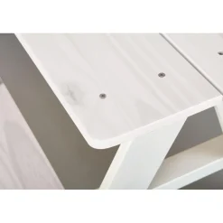 Table-banc enfant HENNING pin massif vernis blanc