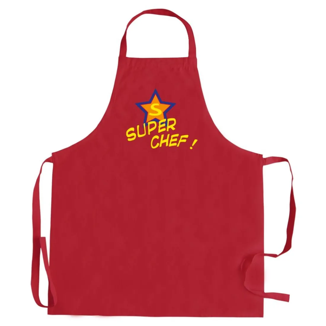 Tablier de cuisine adulte sans poche Super Chef recyclé Rouge 72 x 90