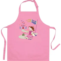 Tablier de cuisine enfant Princesse et grenouille recyclé Rose 52 x 63
