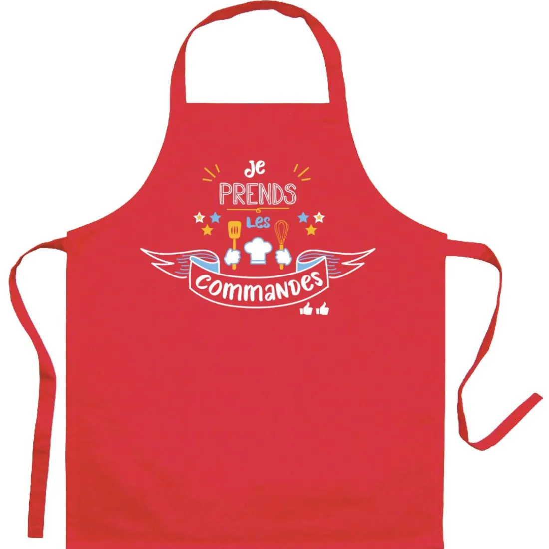 Tablier de cuisine enfant Je prends les commandes Rouge 52 x 63