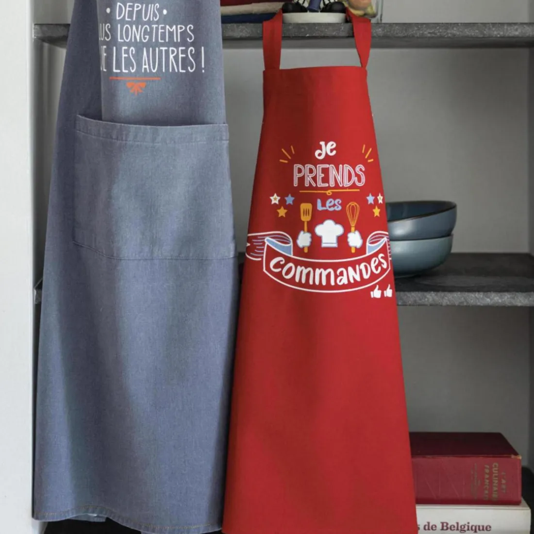Tablier de cuisine enfant Je prends les commandes Rouge 52 x 63