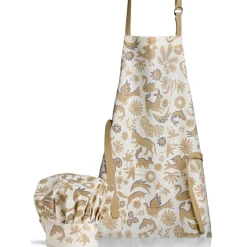 Tablier de cuisine et toque en coton bio Pandi Naturel 52 x 63
