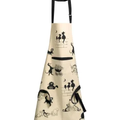 Tablier de cuisine imprimé Dubout 3 chats Beige 72 x 85