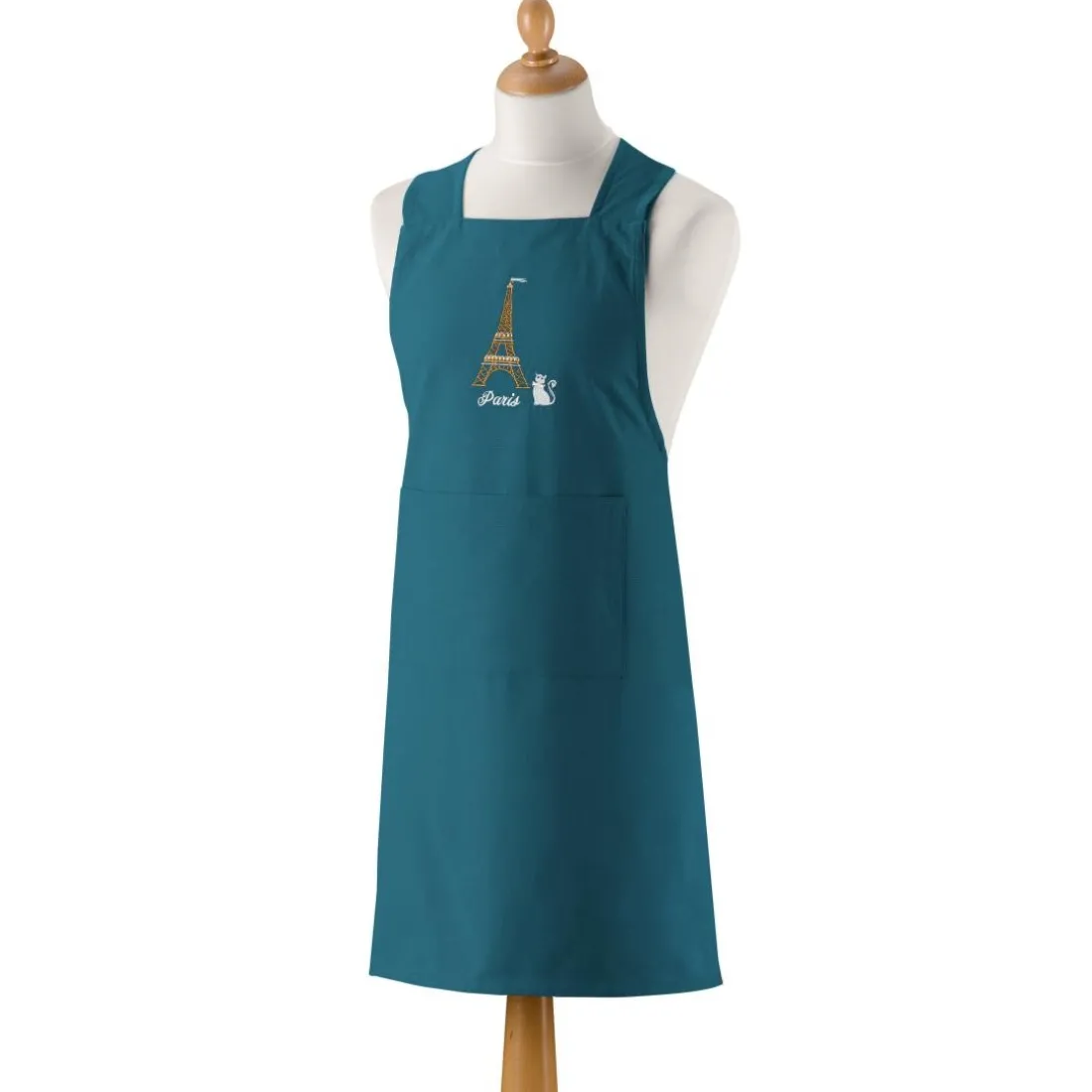 Tablier de cuisine japonais recyclé Tour Eiffel Paon 125 x 85
