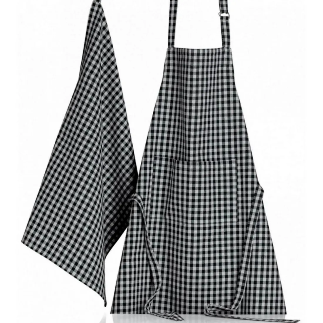 Tablier de cuisine recyclé Billie Noir/gris 80 x 85