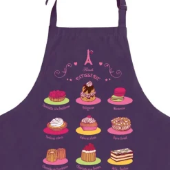 Tablier de cuisine sans poche French Pâtisserie recyclé Rouge 72 x 90