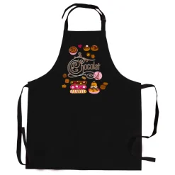 Tablier de cuisine sans poche Éclairs recyclé – Noir – 72 x 90 cm