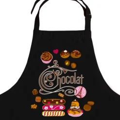 Tablier de cuisine sans poche Éclairs recyclé – Noir – 72 x 90 cm