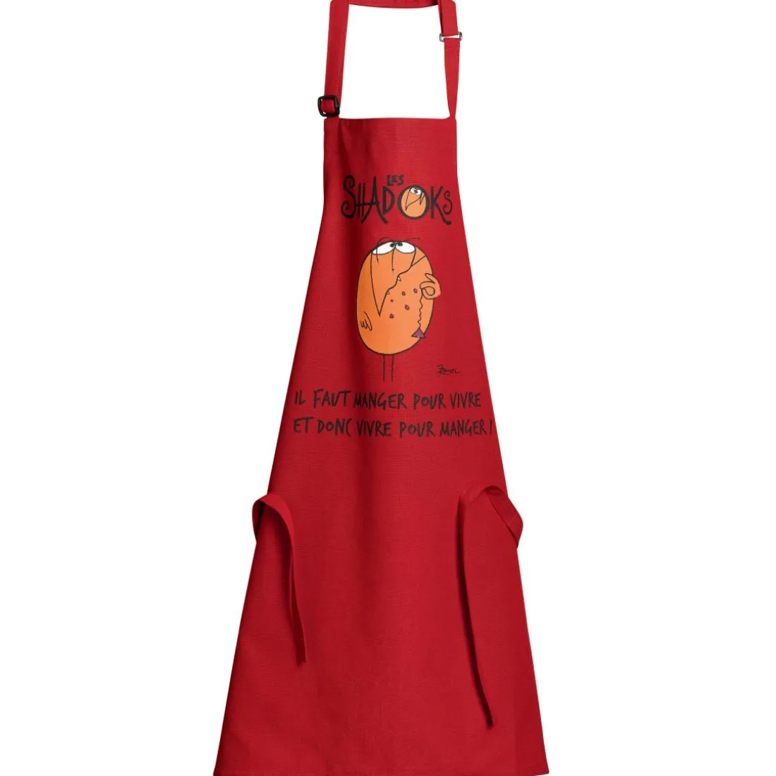 Tablier de cuisine Shadoks Glouton recyclé Rouge 72 x 90
