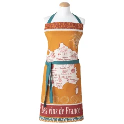 Tablier Imprimé En Coton, Vins De France 45 x 45 cm