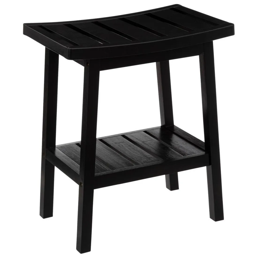 Tabouret avec rangement en bambou - noir