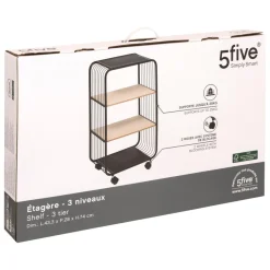 Étagère 3 niveaux en métal et bois beige