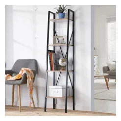 Étagère colonne 4 niveaux en bois Beige