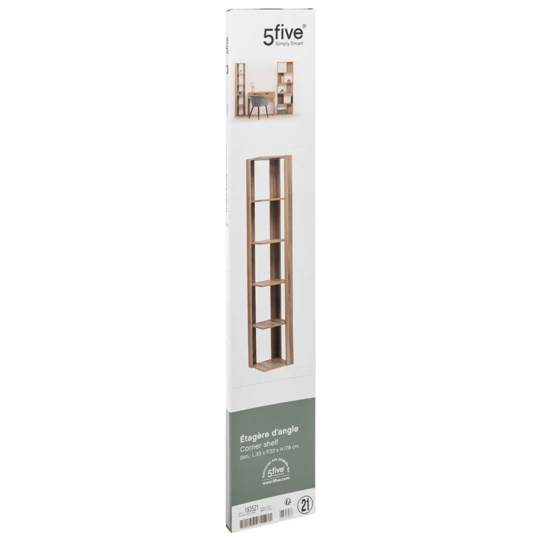 Étagère colonne d'angle effet chêne naturel beige