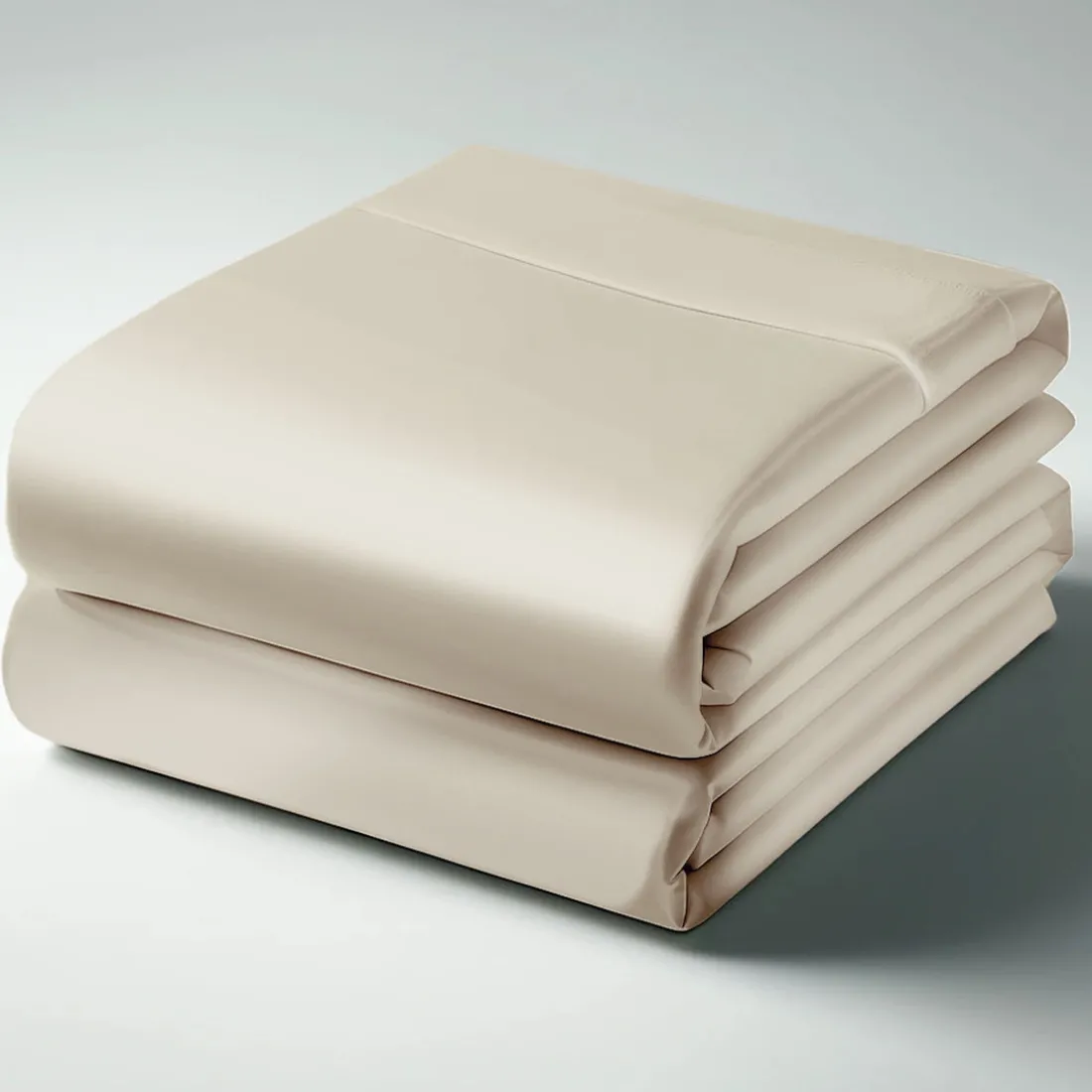 Taie de traversin, Taie d'oreiller satin de coton uni TERTIO® - Ecru uni